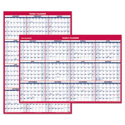 At-A-Glance Erasable Vertical/Horizontal Wall Planner, 32 x 48, Blue/Red, 2016 AAGPM32628