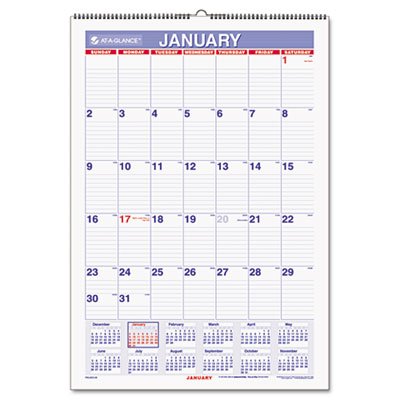 At-A-Glance Erasable Wall Calendar, 15 1/2 x 22 3/4, White, 2016 AAGPMLM0328