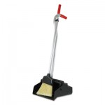 Unger Ergo Dustpan With Broom, 12 Wide, Metal w/Vinyl Coated Handle, Red/Silver UNGEDPBR