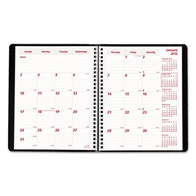 Brownline Essential Collection 14-Month Ruled Planner, 8-7/8 x 7-1/8, Black, 2016 REDCB1200BLK