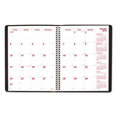 Brownline Essential Collection 14-Month Ruled Planner, 11 x 8-1/2, Black, 2016 REDCB1262BLK