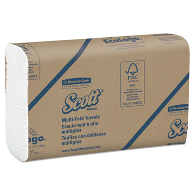 Scott Essential Multi-Fold Towels,8 x 9 2/5, White, 250/Pack, 16 Packs/Carton KCC37490