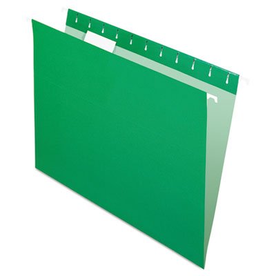 Pendaflex Essentials Colored Hanging Folders, 1/5 Tab, Letter, Bright Green, 25/Box PFX81610