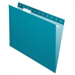 Pendaflex Essentials Colored Hanging Folders, 1/5 Tab, Letter, Teal, 25/Box PFX81614