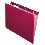 Pendaflex Essentials Colored Hanging Folders, 1/5 Tab, Letter, Burgundy, 25/Box PFX81613