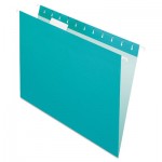 Pendaflex Essentials Colored Hanging Folders, 1/5 Tab, Letter, Aqua, 25/Box PFX81616