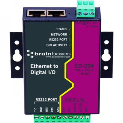 Brainboxes Ethernet to Digital + RS232 + Switch ED-204
