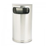 Rubbermaid Commercial FGSO8SSSPL European and Metallic Series Receptacle, Half-Round, 9 gal, Satin Stainless RCPSO8SSSPL