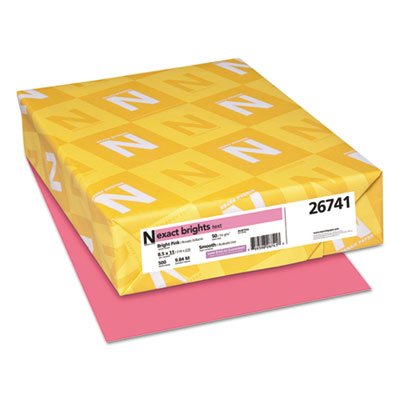 Exact Brights Paper, 8 1/2 x 11, Bright Pink, 50lb, 500 Sheets WAU26741