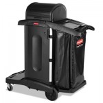 Rubbermaid Commercial Executive High Security Janitorial Cleaning Cart, 23.1w x 39.6d x 27.5h, Black RCP1861427