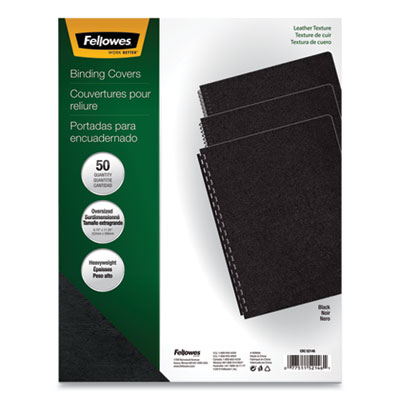 Fellowes Executive Leather-Like Presentation Cover, Round, 11-1/4 x 8-3/4, Black, 50/PK FEL52146