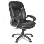 3715 Executive Swivel/Tilt Leather High-Back Chair, Fixed Arched Arms, Black OIFGM4119