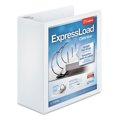 Cardinal ExpressLoad ClearVue Locking D-Ring Binder, 3 Rings, 4" Capacity, 11 x 8.5, White CRD49140