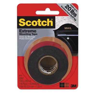 Extreme Mounting Tape, 1" x 60", Black MMM414P