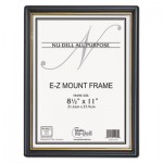 NuDell EZ Mount Document Frame with Trim Accent and Plastic Face, Plastic, 8.5 x 11 Insert, Black/Gold NUD11880