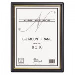 NuDell EZ Mount Document Frame with Trim Accent and Plastic Face, Plastic, 8 x 10, Black/Gold NUD11800