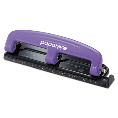 Bostitch EZ Squeeze Three-Hole Punch, 12-Sheet Capacity, Purple/Black ACI2105