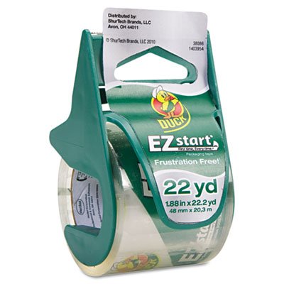 Duck EZ Start Carton Sealing Tape/Dispenser, 1.88" x 22.2yds, 1 1/2" Core DUC07307