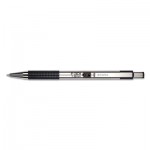 Zebra F-301 Retractable Ballpoint Pen, 1.6 mm, Black Ink, Stainless Steel/Black Barrel, Dozen ZEB27310