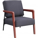 Lorell Fabric Back/Seat Rubber Wood Lounge Chair 67000