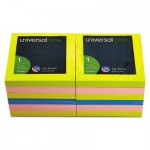 UNV35617 Fan-Folded Pop-Up Notes, 3 x 3, 4 Assorted Neon Colors, 100-Sheet, 12/Pack UNV35617