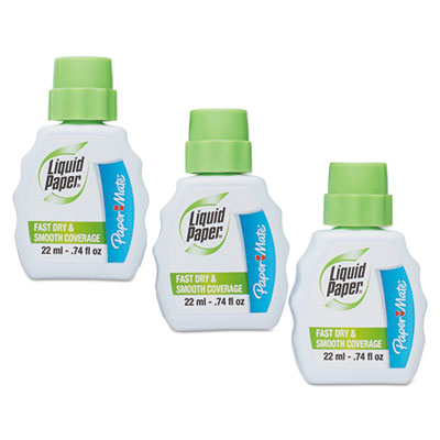 Paper Mate Liquid Paper Fast Dry Correction Fluid, 22 ml Bottle, White, 3/Pack PAP5643115