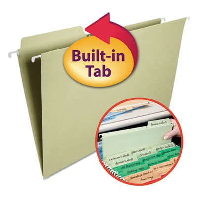 Smead FasTab Hanging File Folders, 1/3 Tab, Legal, Moss Green, 20/Box SMD64083