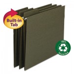 Smead FasTab Recycled Hanging File Folders, Legal, Green, 20/Box SMD64137