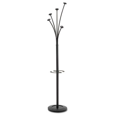 Alba Festival Coat Stand with Umbrella Holder, 5 Knobs, 14w x 14d x 73-2/3h, Black ABAPMFESTYN