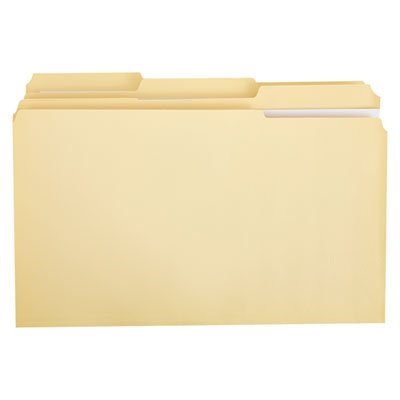 UNV16123 File Folders, 1/3 Cut Assorted, Two-Ply Top Tab, Legal, Manila, 100/Box UNV16123