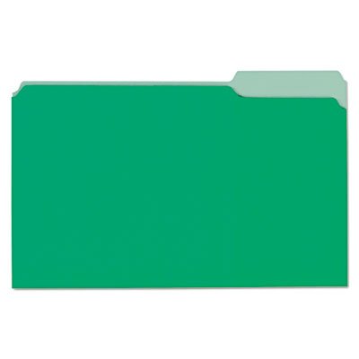 UNV10522 File Folders, 1/3 Cut One-Ply Tab, Legal, Bright Green/Light Green, 100/Box UNV10522