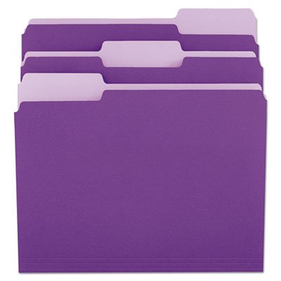 UNV10505 File Folders, 1/3 Cut One-Ply Top Tab, Letter, Violet/Light Violet, 100/Box UNV10505