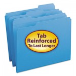 Smead File Folders, 1/3 Cut, Reinforced Top Tab, Letter, Blue, 100/Box SMD12034