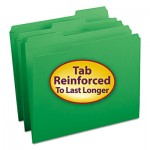 Smead File Folders, 1/3 Cut, Reinforced Top Tab, Letter, Green, 100/Box SMD12134