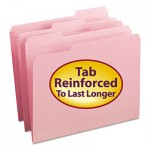 Smead File Folders, 1/3 Cut, Reinforced Top Tab, Letter, Pink, 100/Box SMD12634