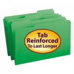 Smead File Folders, 1/3 Cut, Reinforced Top Tab, Legal, Green, 100/Box SMD17134