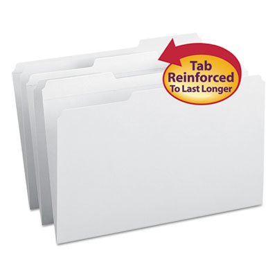 Smead File Folders, 1/3 Cut, Reinforced Top Tab, Legal, White, 100/Box SMD17834