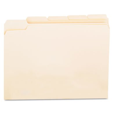 UNV12115 File Folders, 1/5 Cut Assorted, One-Ply Top Tab, Letter, Manila, 100/Box UNV12115