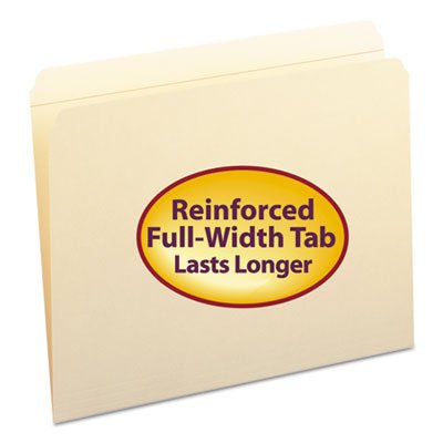 Smead File Folders, Straight Cut, Reinforced Top Tab, Letter, Manila, 100/Box SMD10310