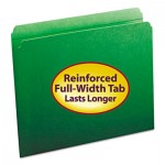 Smead File Folders, Straight Cut, Reinforced Top Tab, Letter, Green, 100/Box SMD12110