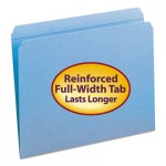 Smead File Folders, Straight Cut, Reinforced Top Tab, Letter, Blue, 100/Box SMD12010