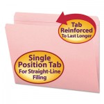 Smead File Folders, Straight Cut, Reinforced Top Tab, Letter, Pink, 100/Box SMD12610