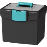 Storex File Storage Box, XL Storage Lid, Black/Teal (2 units/pack) 61414B02C