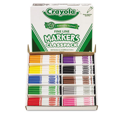 Crayola 588210 Fine Line Classpack Non-Washable Marker, Fine Bullet Tip, Assorted Colors, 200/Box CYO588210