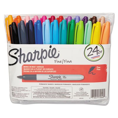 Sharpie Fine Point Permanent Marker, Assorted, 24/Set SAN75846