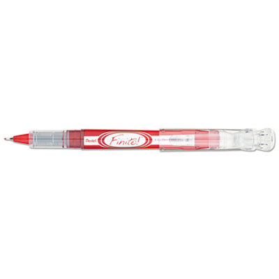 Pentel Finito! Stick Porous Point Pen, Extra-Fine 0.4mm, Red Ink, Red/Silver Barrel PENSD98B