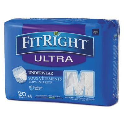 FitRight Ultra Protective Underwear, Medium, 28-40" Waist, 20/Pack, 4 Pack/Ctn MIIFIT23005ACT