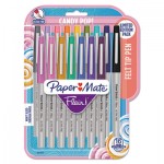 Paper Mate Flair Felt Tip Stick Porous Point Pen, Extra-Fine 0.4 mm, Assorted Colors Ink, Gray Barrel, 16