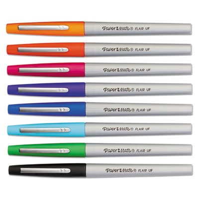 Paper Mate Flair Porous Point Stick Liquid Pen, Assorted Ink, Ultra Fine, 8/St PAP62145