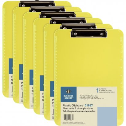 Business Source Flat Clip Plastic Clipboard 01867BD